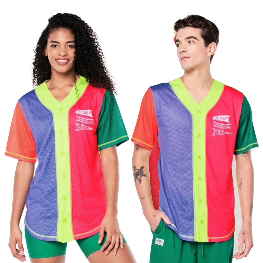 NWT ZUMBA Prep Unisex Baseball Button‎ Up Jersey Size XL